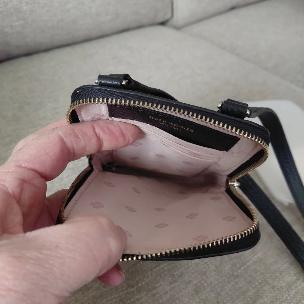 Kate Spade Black Leather Crossbody Wallet
